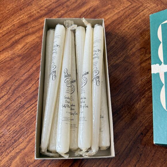 Vintage Patrician hand dipped smokeless dripless candles 10” Ivory Box of 10 - Picture 3 of 3
